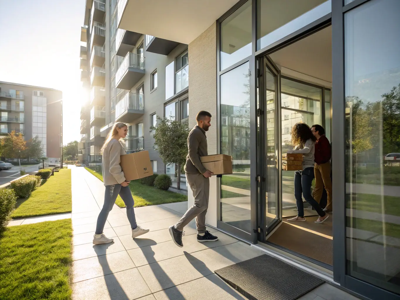 A residential complex with smart home automation features, highlighting improved security and convenience for residents.